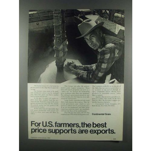 1985 Continental Grain Ad - Best Price Supports Exports