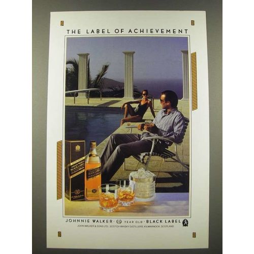 1986 Johnnie Walker Black Label Scotch Ad - Label of Achievement