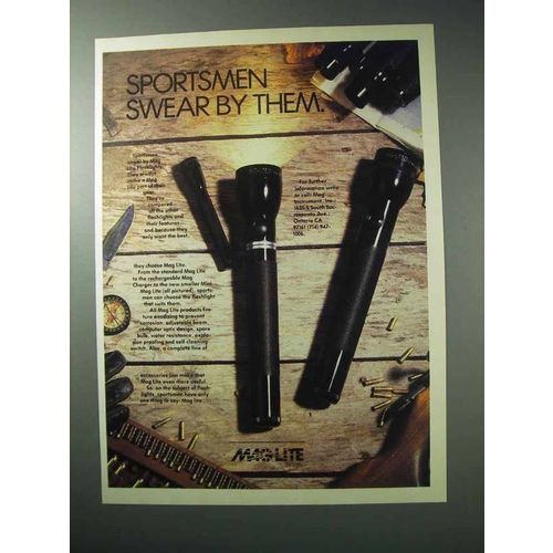 1986 Mag Lite Flash Light Ad - Sportsmen Swear By Them