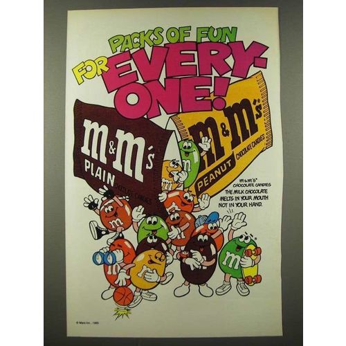 1986 M&M's Chocolate Candies Ad - Packs of Fun for Every-One