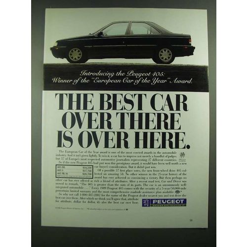1988 Peugeot 405 Car Ad - The Best Car Over There is Over Here