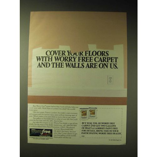 1989 Allied Anso V Worry Free Carpet and Pratt & Lambert Accolade Paint Ad
