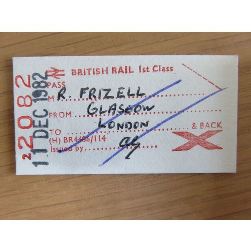 BR Pass Glasgow - London Rtn Ticket 1982