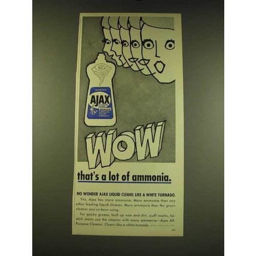 1966 Ajax Cleaner Ad - Wow that's a lot of ammonia