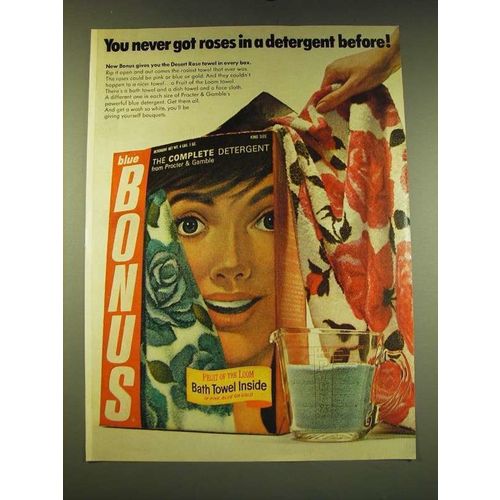 1966 Procter & Gamble Blue Bonus Detergent Ad - You never got roses