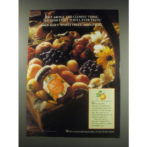1991 Smucker's Simply Fruit Apricot Ad - Just about the closest thing to fresh