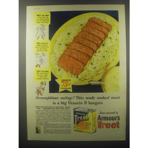 1942 Armour's Treet Meat Ad - Scrumptious eating!