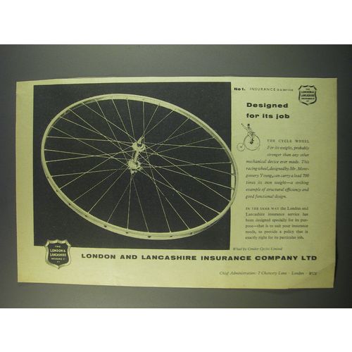 1957 London and Lancashire Insurance Ad - Designed for its job