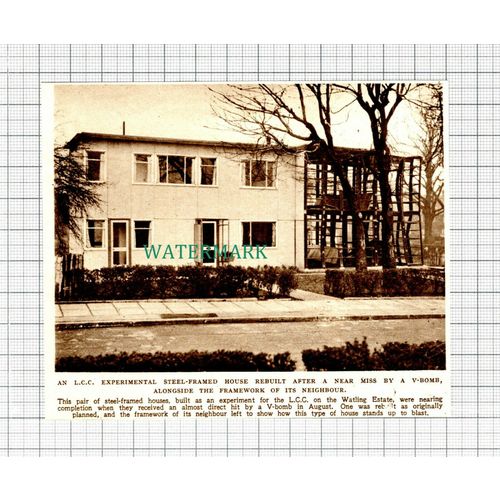C5702) Watling Estate London Steel Framed Bomb Proof House LCC - 1945 Cutting