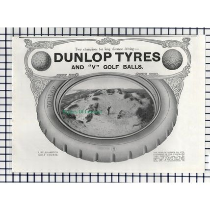 (6966) Littlehampton Golf Course Dunlop Advert - 1914 Cutting