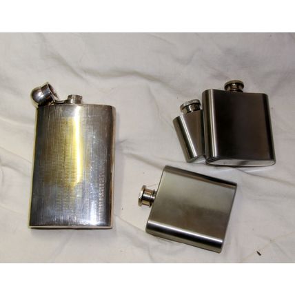 metalware hip flasks mixed lot