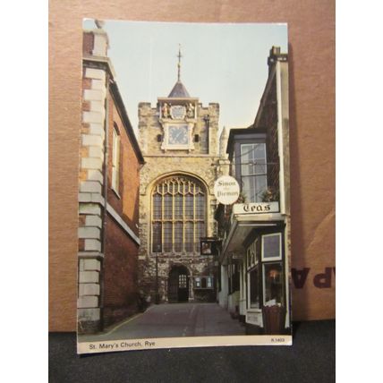 ST. MARY'S CHURCH, RYE, SUSSEX used postcard. by E T W Dennis 1974 pm =