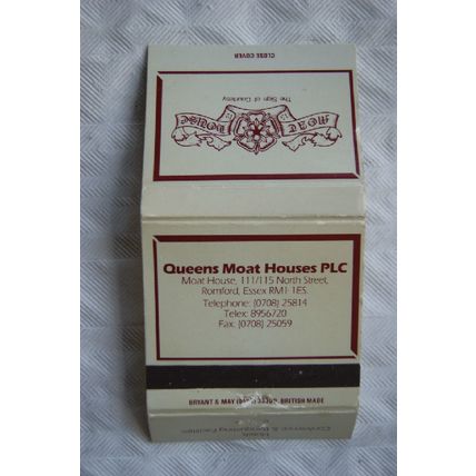 Matchbook Cover Queens Moat House, Romford