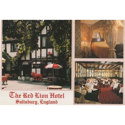 Four Poster Bed in Red Lion Hotel Salisbury Restaurant Postcard