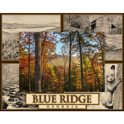 Blue Ridge Georgia with Bear and Cabin Laser Engraved Wood Picture Frame (8x10)