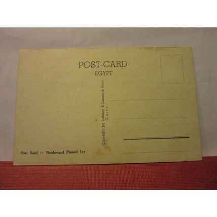 BOULEVARD FOUAD LER , PORT-SAID, EGYPT unused antique postcard #