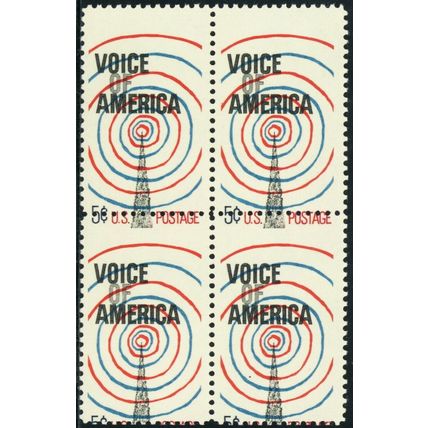 1329, Mint NH 5¢ Misperf Shift Error Block of Four of Stamps - Stuart Katz