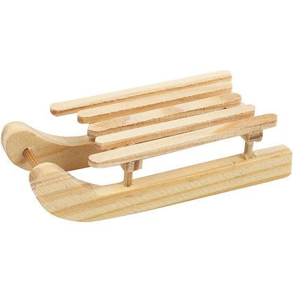 Wooden Sledge Unfinished 6.5cm x 2.5cm 2 per Pack Perfect to Decorate CR105