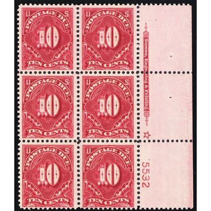 J49, Mint VF 1(VLH) 5 (NH) Plate Block of Six CV $1400 - * Stuart Katz