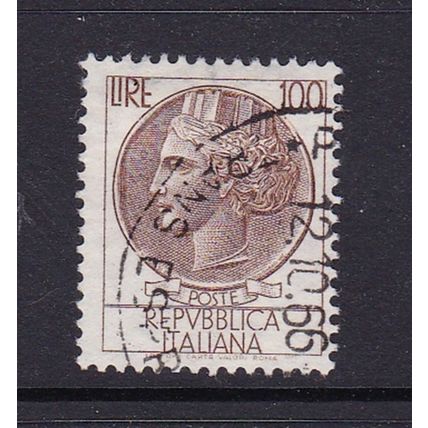 ITALY 1953 100L 17 x 21mm USED SG1008