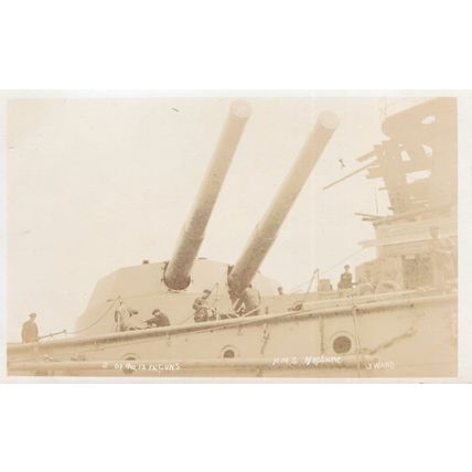 HMS Neptune Ship Military Guns Crew Antique Real Photo Postcard