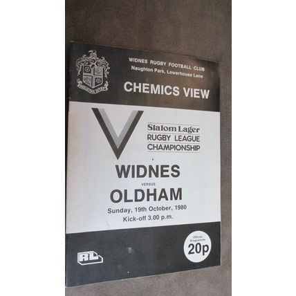1980 Rugby Football League Programme - Widnes v Oldham