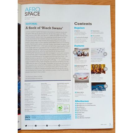 ROYAL AERONAUTICAL SOCIETY MAGAZINE, AEROSPACE: issue April 2020