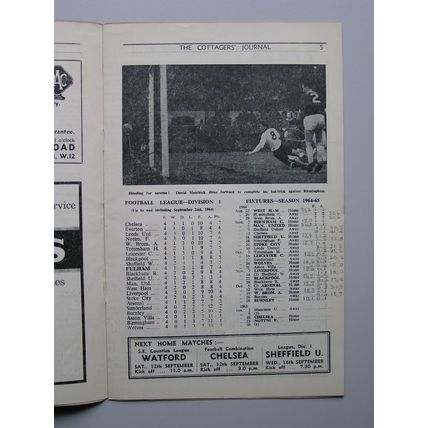 FULHAM v MANCHESTER UNITED Div1 05/09/1964