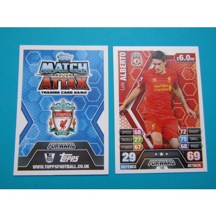 159. Luis Alberto - Liverpool - Match Attax 2013/14 Football Card EF1