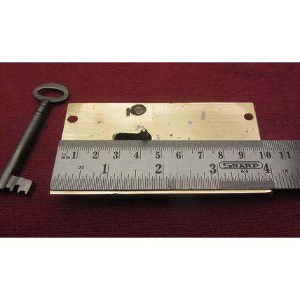 Antique Cabinet Cupboard Lock LEFT HANDED Georgian Brass & Steel 1 working Key