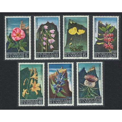 San Marino Flowers 7v 1967 MNH SG#815-821 Sc#654-660