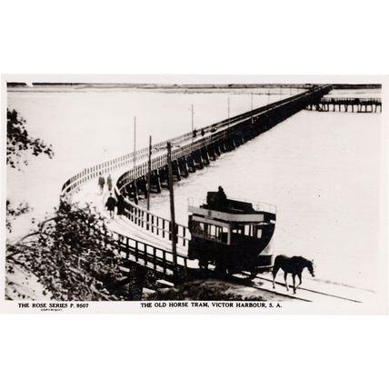 Old Horse Tram Victor Harbour South Australia RPC Postcard