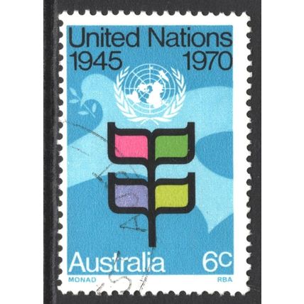 AUSTRALIA 1970: 25th ANNIVERSARY OF THE UNITED NATIONS - 6c USED (G3)