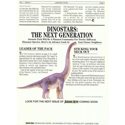 1993 JURASSIC NEWS vol. 1, issue 1 rare OOP dinosaur film campaign promo