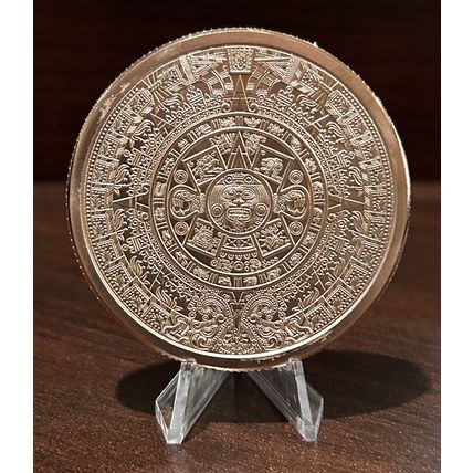 5 Oz Copper Collectible Aztec Calendar Sun Stone Cuauhtémoc Round
