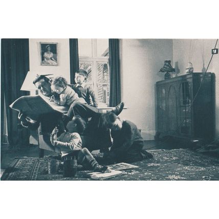 Postcard Children Climb on their Father 1954 Picture Post Man Drummond Nostalgia