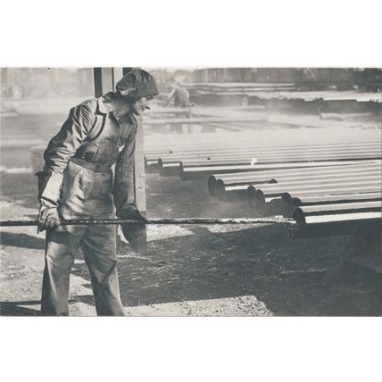 Postcard WW2 Woman Worker Ironworks 1941 Pipes Piping War Work - Nostalgia