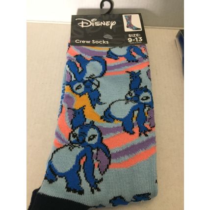 TWO NEW Disney Stitch Unisex Crew Socks Size 9-13