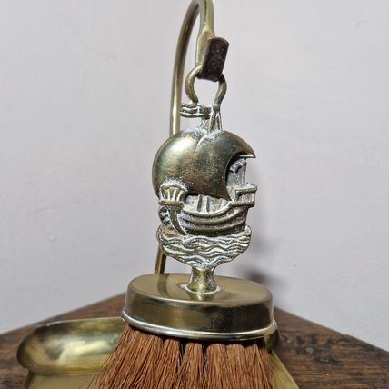 Vintage Brass Nautical Theme Crumb Tray and Brush Set