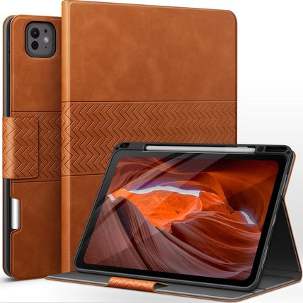 Auaua Case for Ipad Pro 13 Inch (M4) 2024, PU Leather Case with Pencil Holder, S