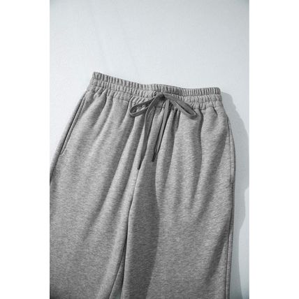 Light Grey Solid Color Fleece Lined Drawstring Waist Casual Pants