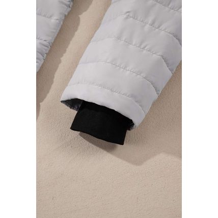 Silvery Solid Color Quilted Zip-up Puffer Jacket