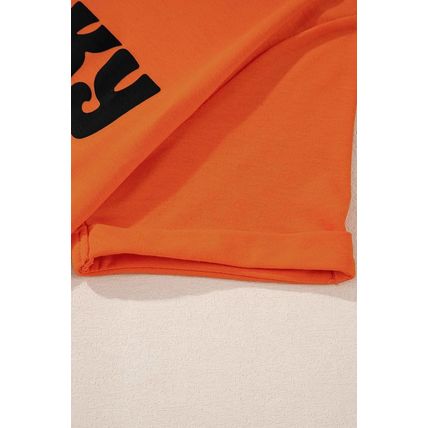 Orange SPOOKY Vibe Ghost Print Crewneck Halloween T Shirt