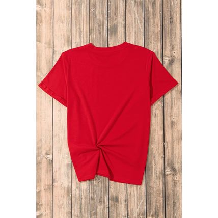 Red Western Animal Spots MAMA Letter Daisy Flower Printed Tee