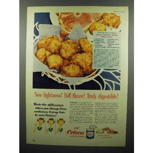 1953 Crisco Shortening Ad - Pineapple Fritters