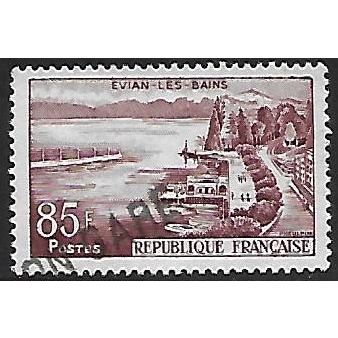 Mi 1233: 85 Fr. black..purple Definitive Stamp: Landscapes: Evian-les-Bains.