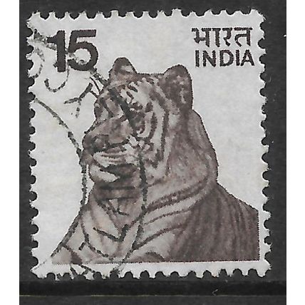 INDIA 1974 15p BROWN TIGER SG 730 FINE USED#2