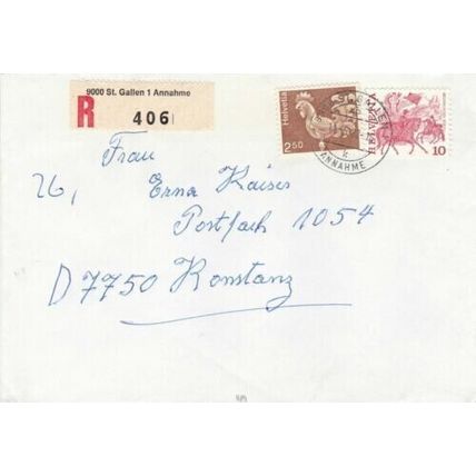 Switzerland 1982 St Gallen-Konstanz Germany Registered Cover written VGC