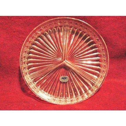 Lead Crystal Glass Relish Tray Candy Dish American Crystal Cut 8 Inch