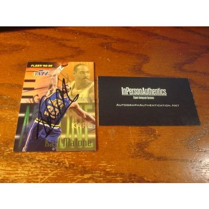 1996/97 Fleer, Autograph Card, KARL MALONE, HOF w/COA, Jazz